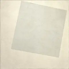 Un carré blanc légèrement décalé sur un fond blanc texturé. Une œuvre minimaliste dont le prix est inestimable.