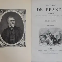 Portrait gravé d'Henri Martin, auteur de "Histoire de France", avec sa signature.