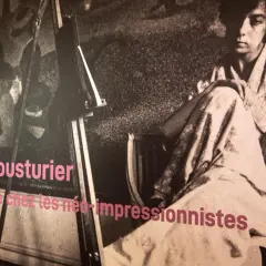 Lucie Cousturier, une artiste chez les néo-impressionnistes. Portrait d'une femme assise, vêtue d'une robe ample, devant un chevalet.