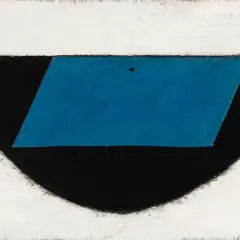 Abstraction géométrique d'Armando Morales : un rectangle bleu sur fond noir, bordé de blanc.