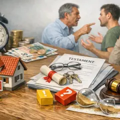 Une famille se dispute autour d'un testament, une maison à vendre et des meubles meublants de succession. L'horloge tourne, le temps presse.
