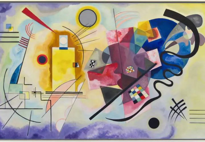 Œuvres d'art de Vassily Kandinsky : une explosion de formes géométriques et de couleurs vives, évoquant une symphonie visuelle abstraite.