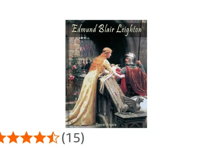 Une dame blonde en robe dorée parle à un chevalier en armure, une scène typique de l'art d'Edmund Blair Leighton.