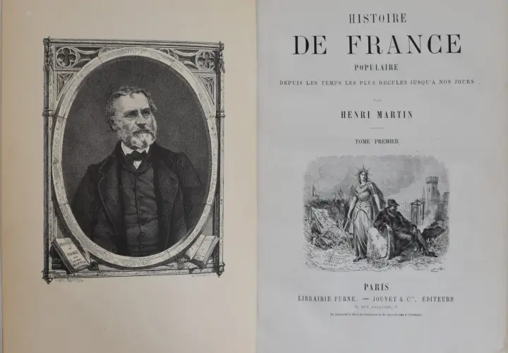 Portrait gravé d'Henri Martin, auteur de "Histoire de France", avec sa signature.