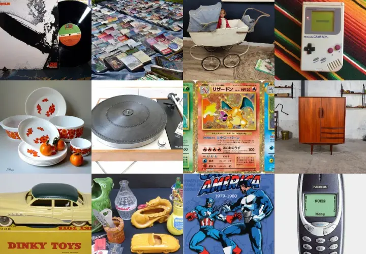 Disques vinyles, livres, vaisselle vintage, Game Boy, cartes Pokémon, meubles scandinaves, jouets Dinky, téléphone Nokia : les objets les plus recherchés en brocante.