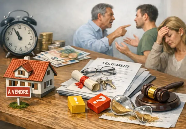Une famille se dispute autour d'un testament, une maison à vendre et des meubles meublants de succession. L'horloge tourne, le temps presse.