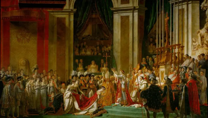 Le Sacre de Napoléon par David, une scène grandiose de couronnement.