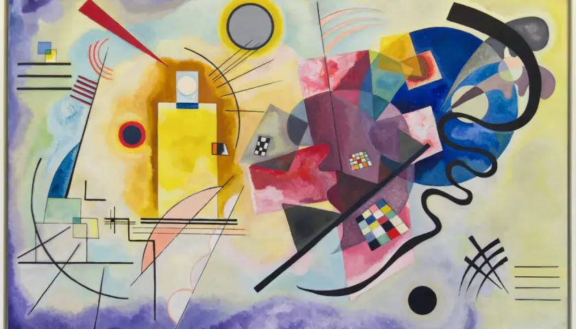 Œuvres d'art de Vassily Kandinsky : une explosion de formes géométriques et de couleurs vives, évoquant une symphonie visuelle abstraite.