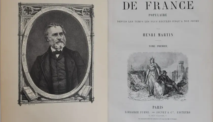 Portrait gravé d'Henri Martin, auteur de "Histoire de France", avec sa signature.