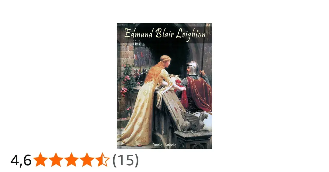 Une dame blonde en robe dorée parle à un chevalier en armure, une scène typique de l'art d'Edmund Blair Leighton.