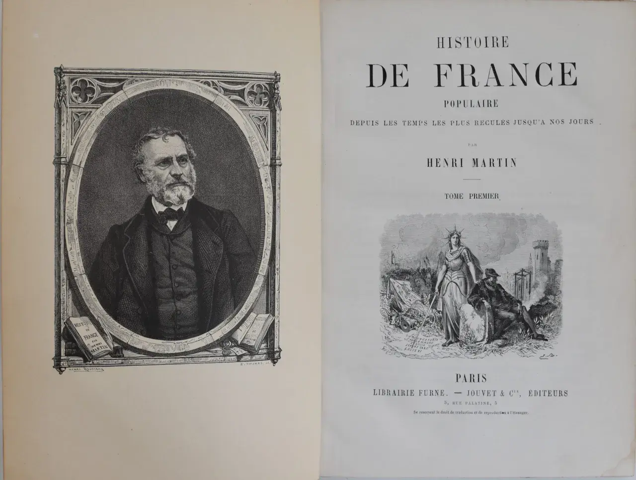 Portrait gravé d'Henri Martin, auteur de "Histoire de France", avec sa signature.