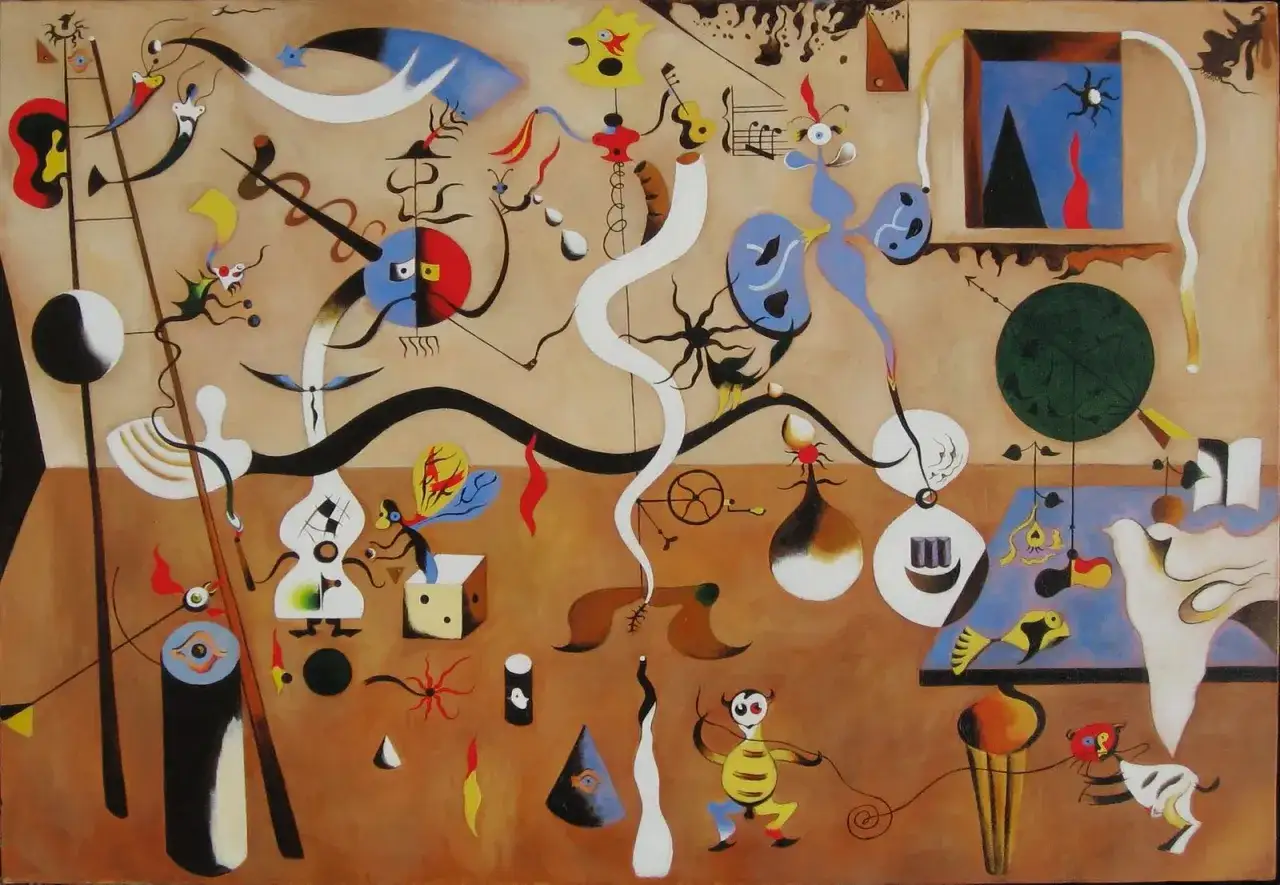 Un monde onirique o&ugrave; un peintre surr&eacute;aliste a donn&eacute; vie &agrave; des formes &eacute;tranges, des cr&eacute;atures fantaisistes et des objets flottants dans une composition vibrante.